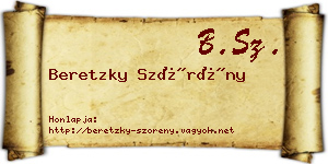 Beretzky Szörény névjegykártya